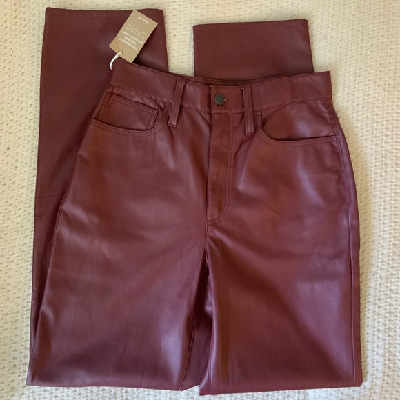Madewell Pants - NWT Madewell Plus Perfect Vintage Straight Jean Faux Leather Red Pants 27
